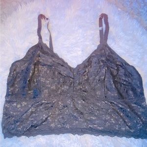 Torrid Grey Solid Lace Bandeau Bralette 4x